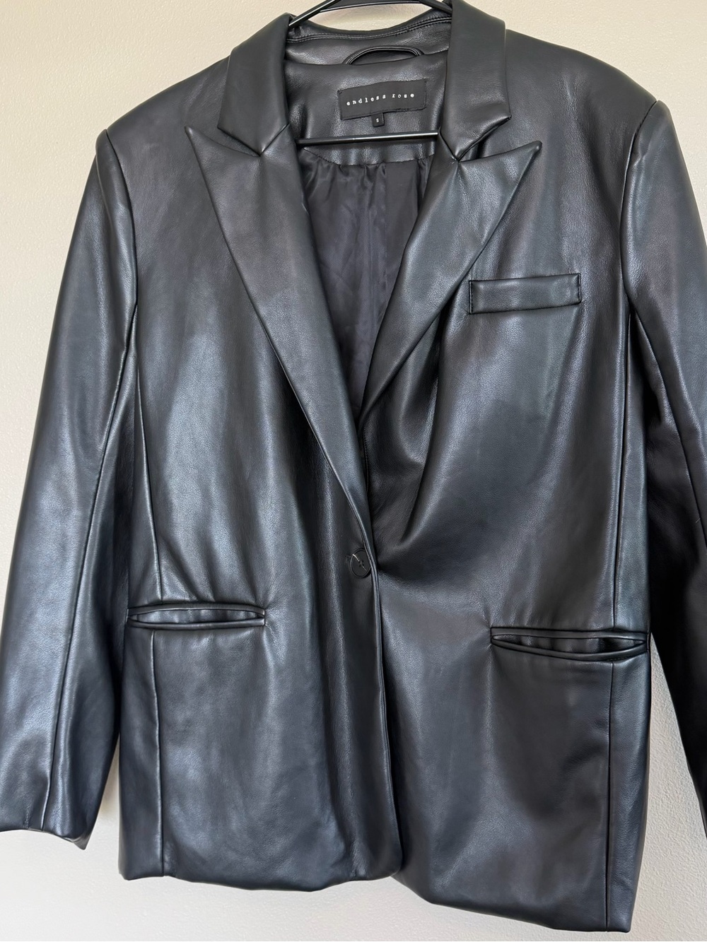 Endless Rose Black Faux Leather Blazer
